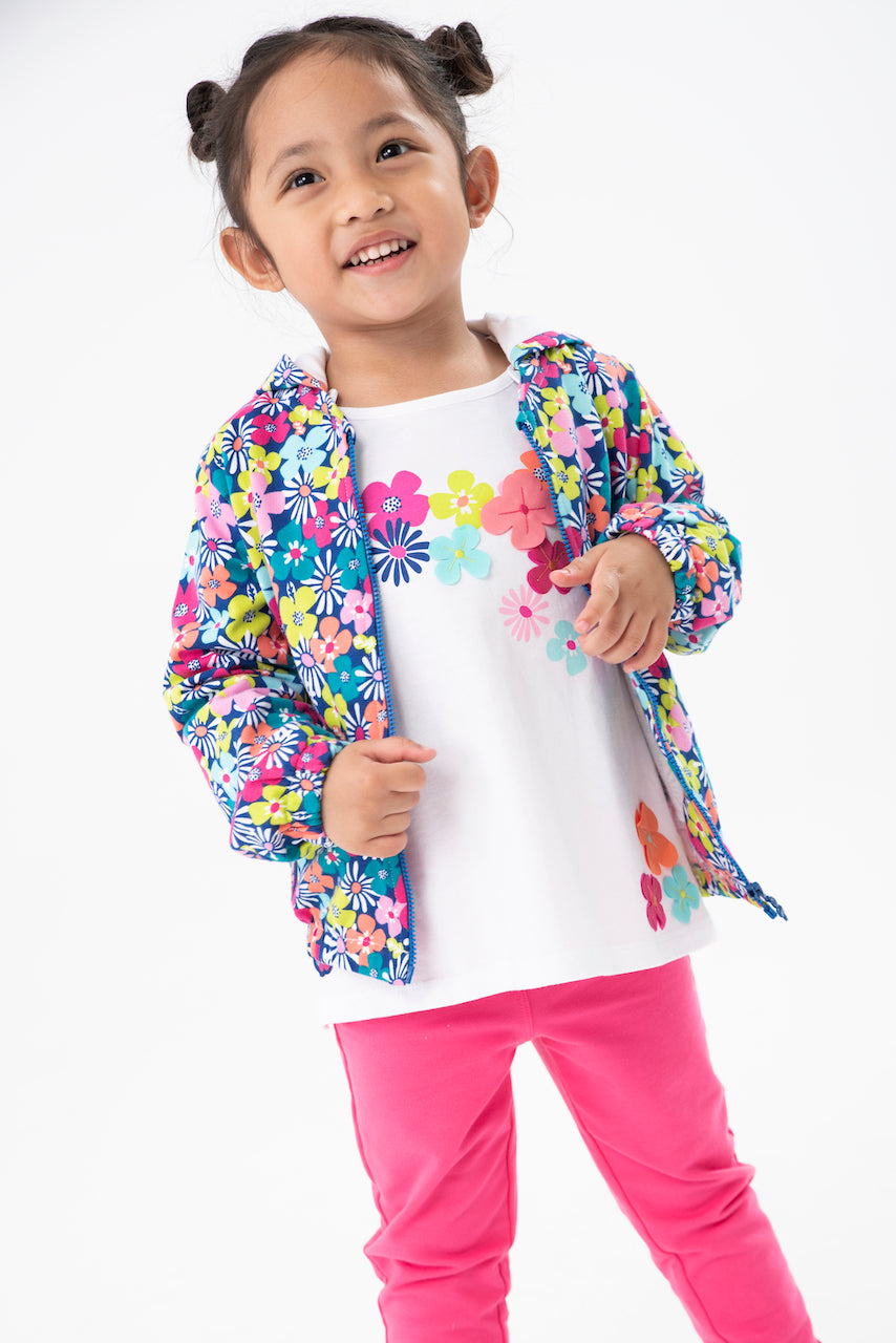 Sudadera felpa flores mini niña