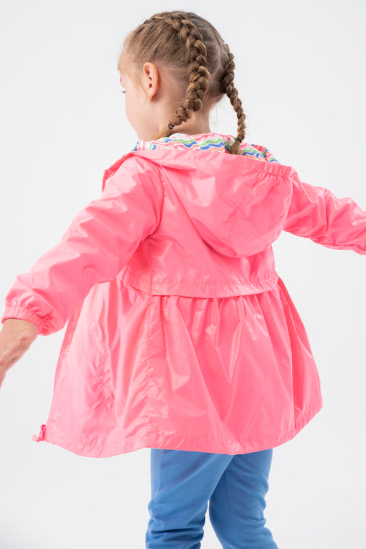 Chamarra impermeable reversible rosa mini niña