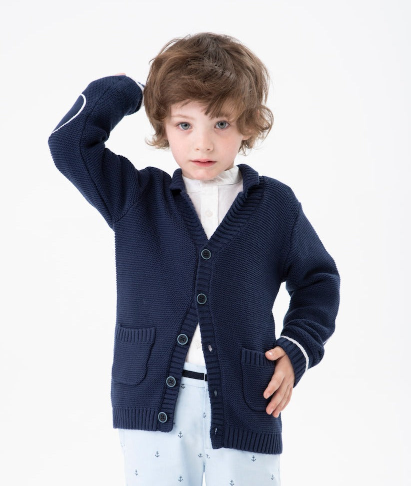 Suéter tricot azul marino mini niño