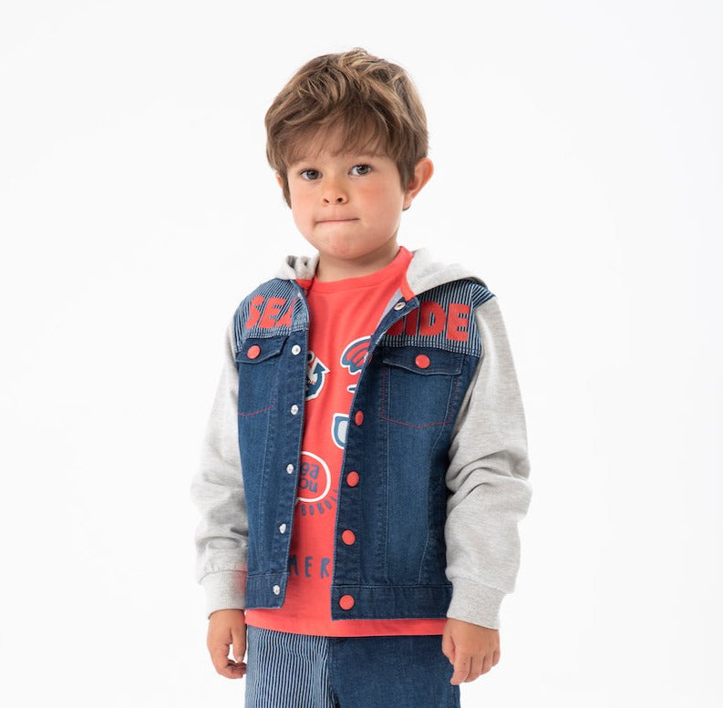 Chamarra denim combinada mini niño