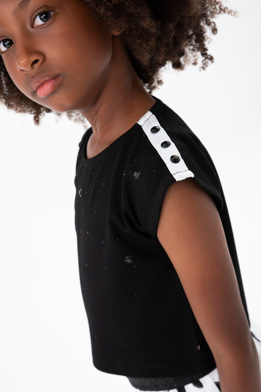 Blusa negra punto roma niña jr