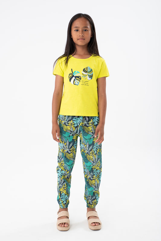 Conjunto blusa con pantalón bambula niña jr