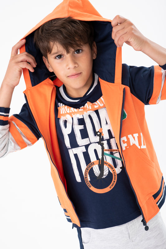 Sudadera felpa naranja Leyend mini niño y niño jr