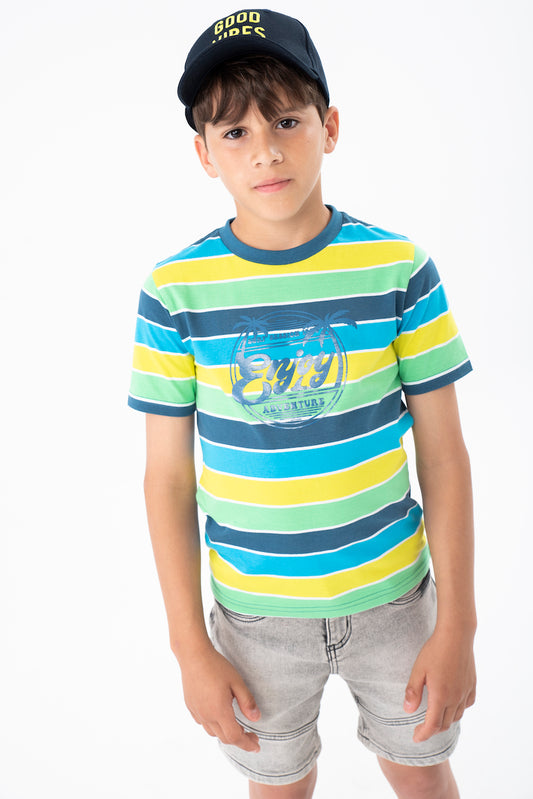 Playera rayas multicolor niño jr