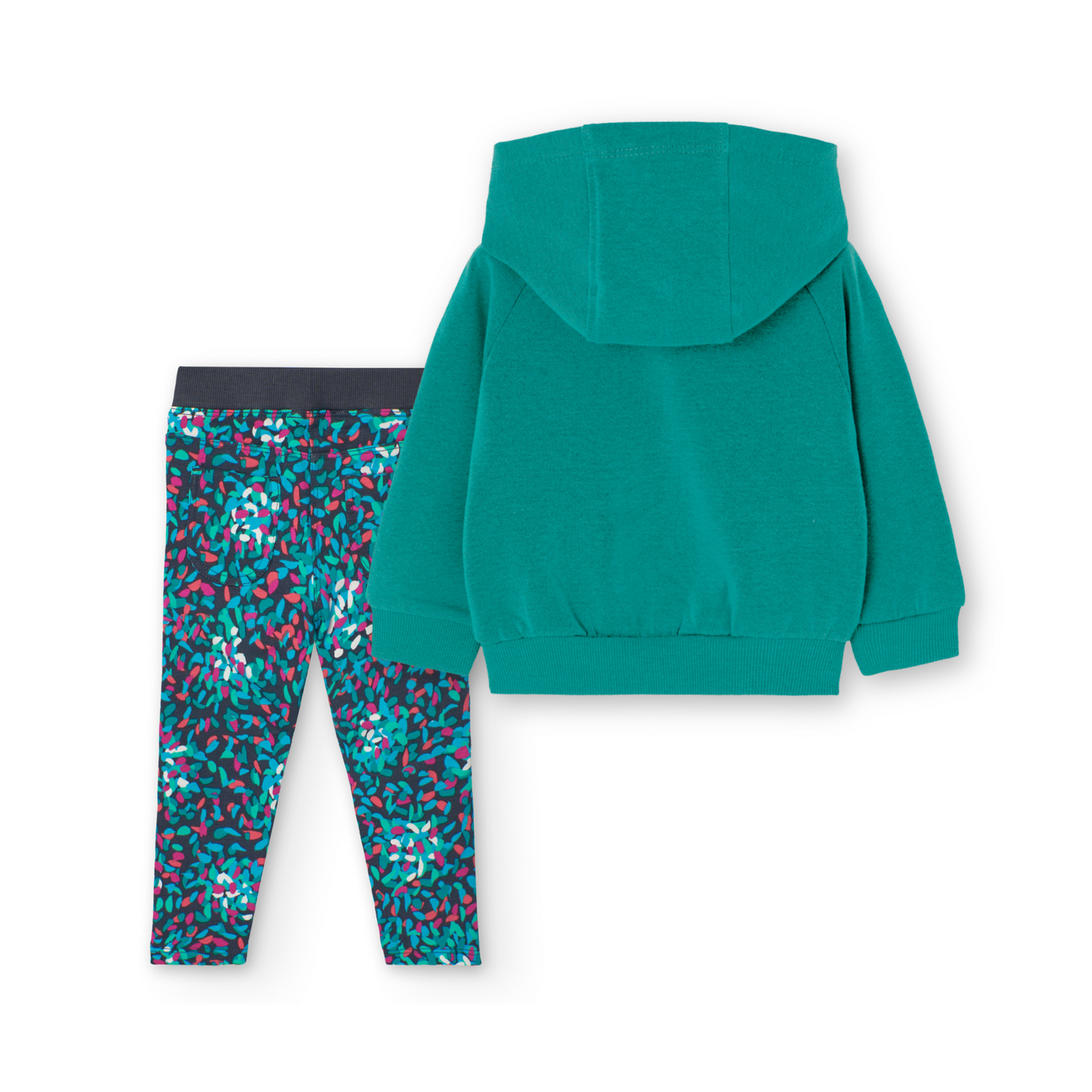 Conjunto de sudadera aqua con pantalón de felpa estampado para mini niña