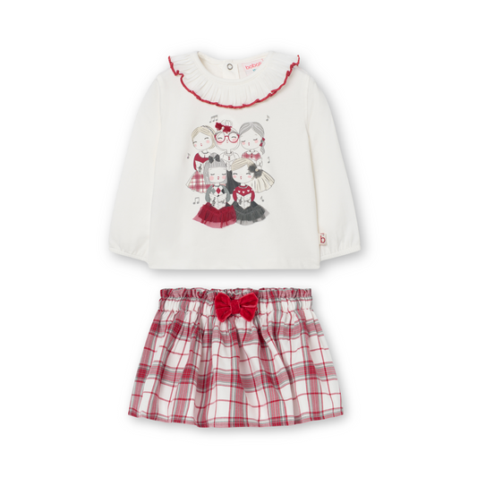 Conjunto de blusa con falda para mini niña