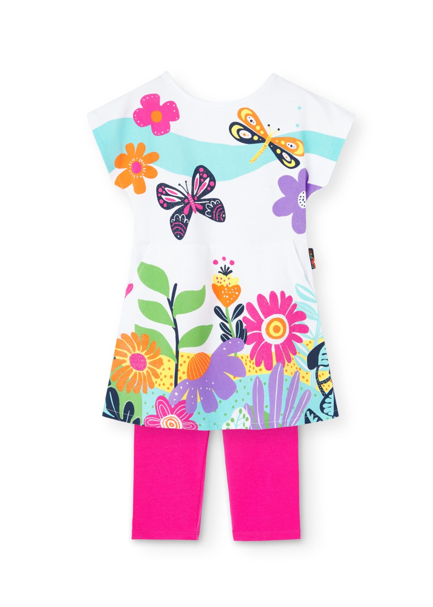 Vestido stretch flores con leggings corto mini niña y niña jr