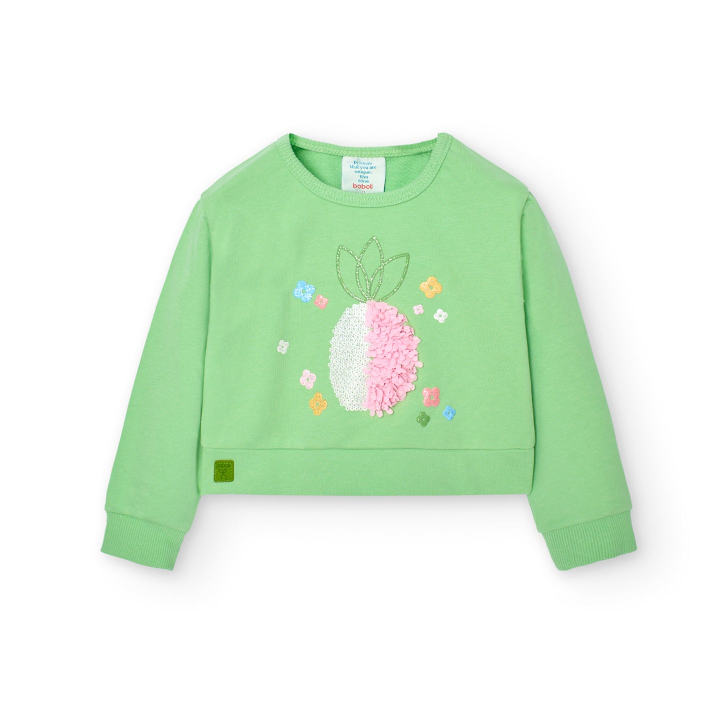 Sudadera verde felpa mini niña