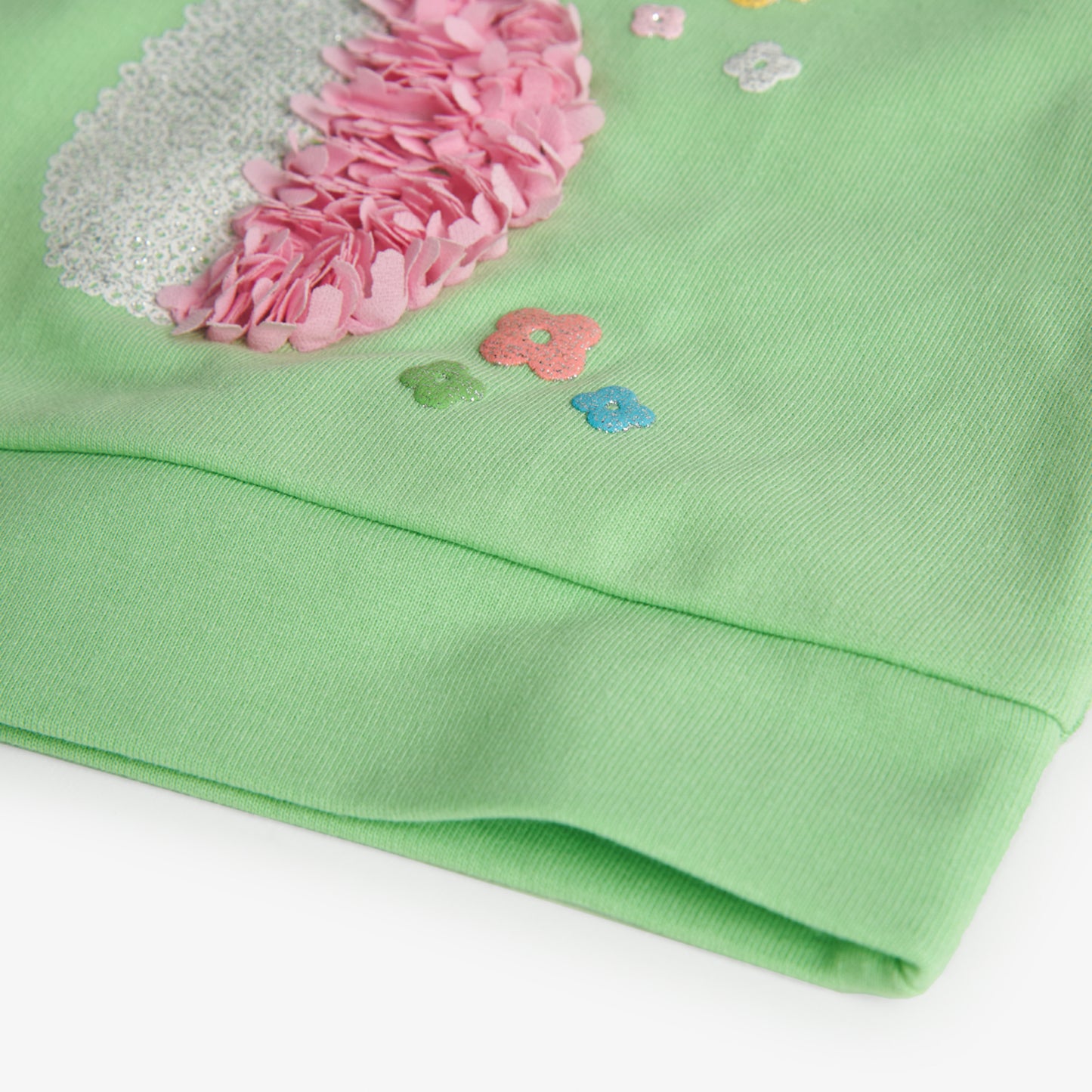 Sudadera verde felpa mini niña