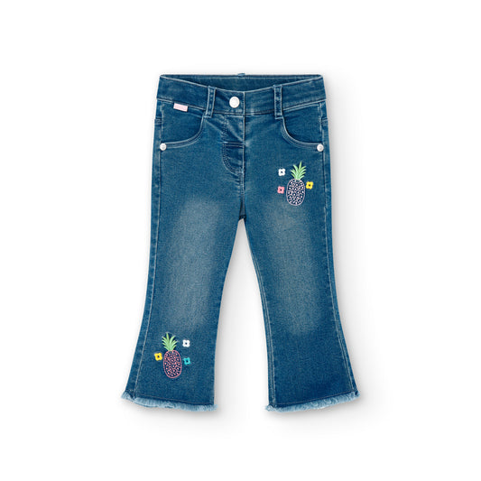 Pantalón denim punto mini niña