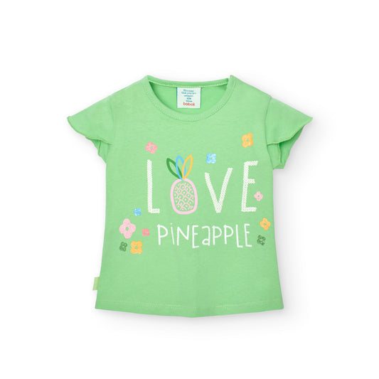 Camiseta verde estampada mini niña