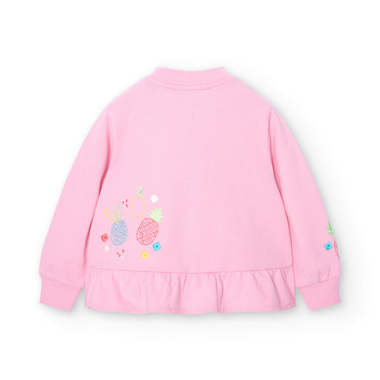 Sudadera felpa rosa mini niña