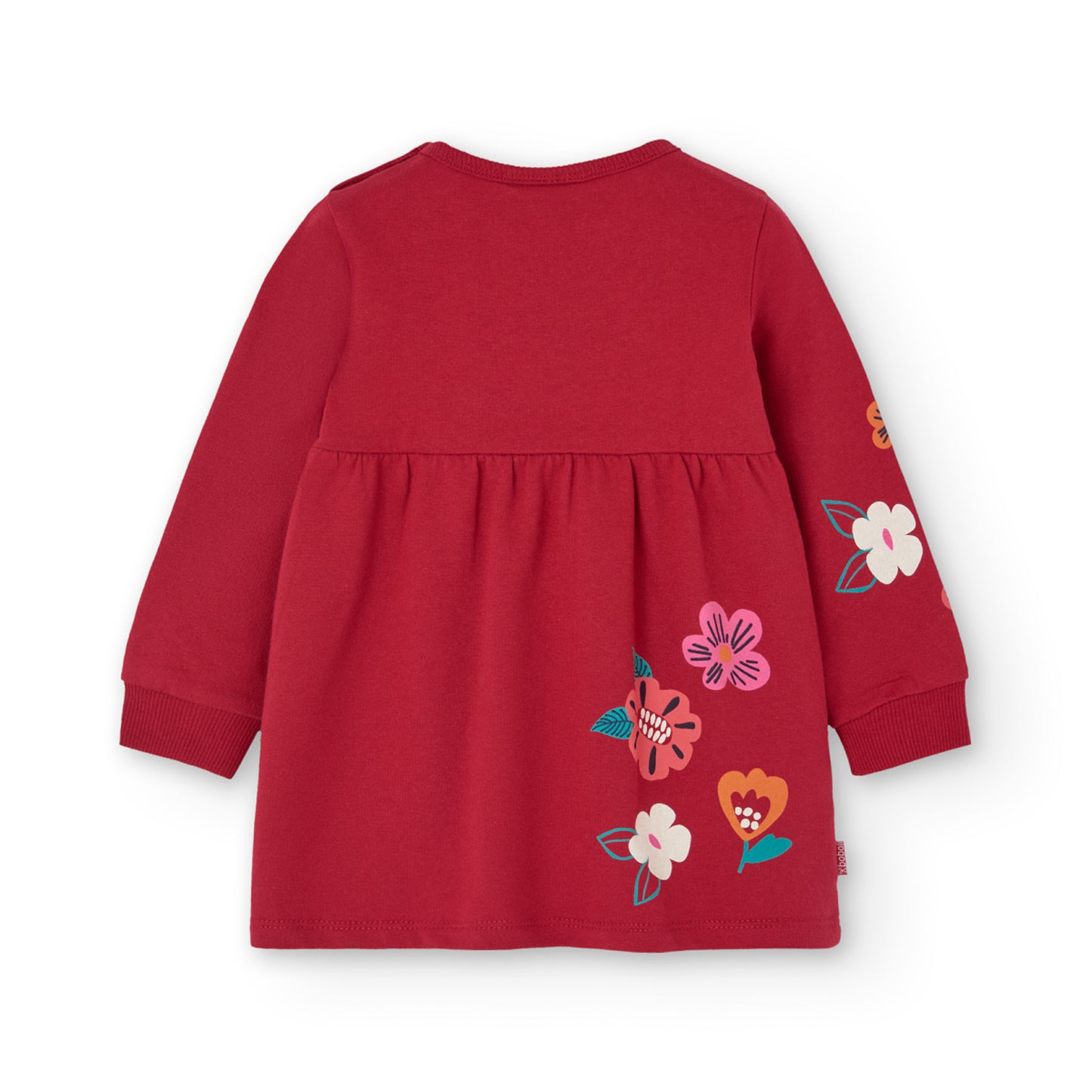 Vestido rojo de felpa con mallas de colores para mini niña