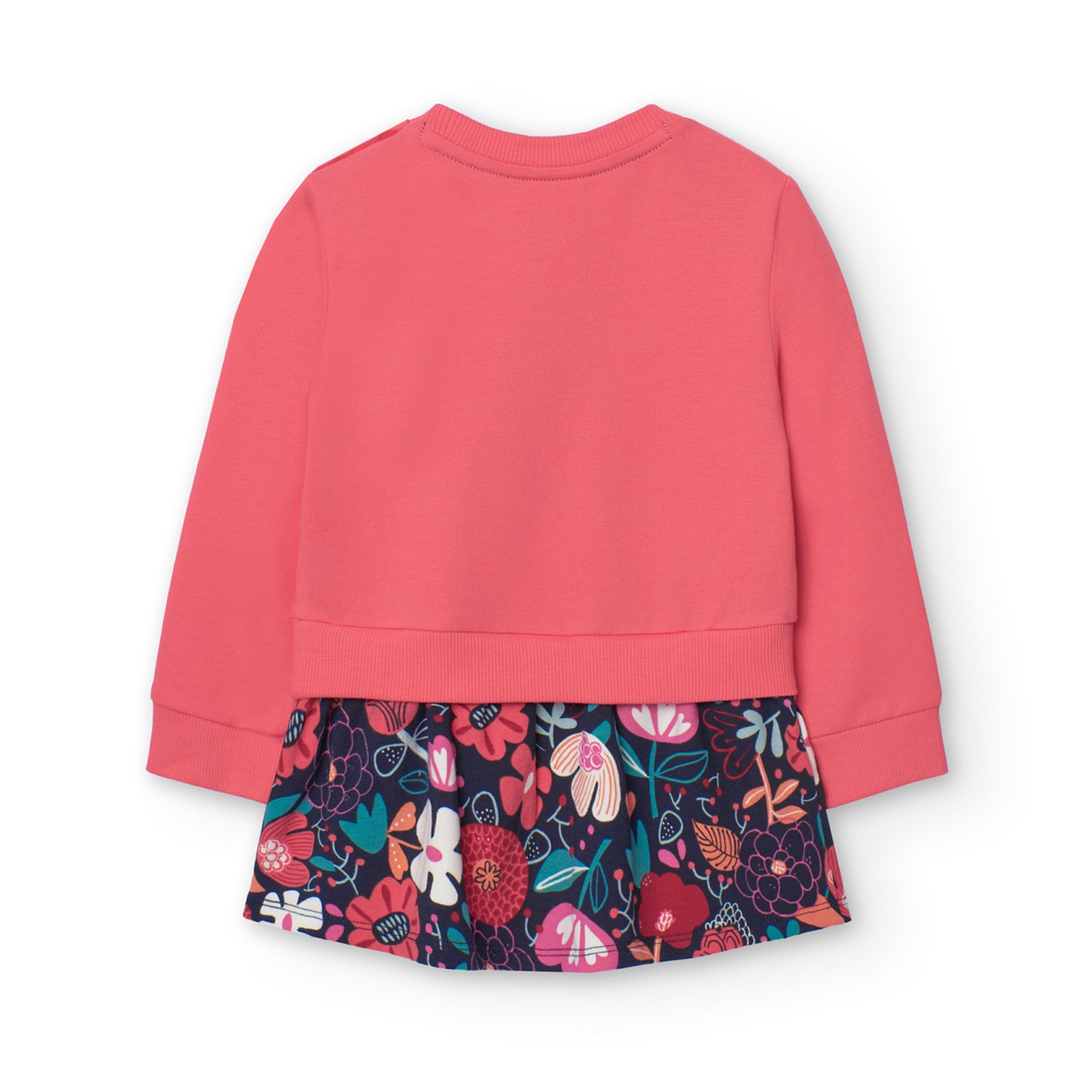 Vestido coral de felpa flores con mallas para mini niña