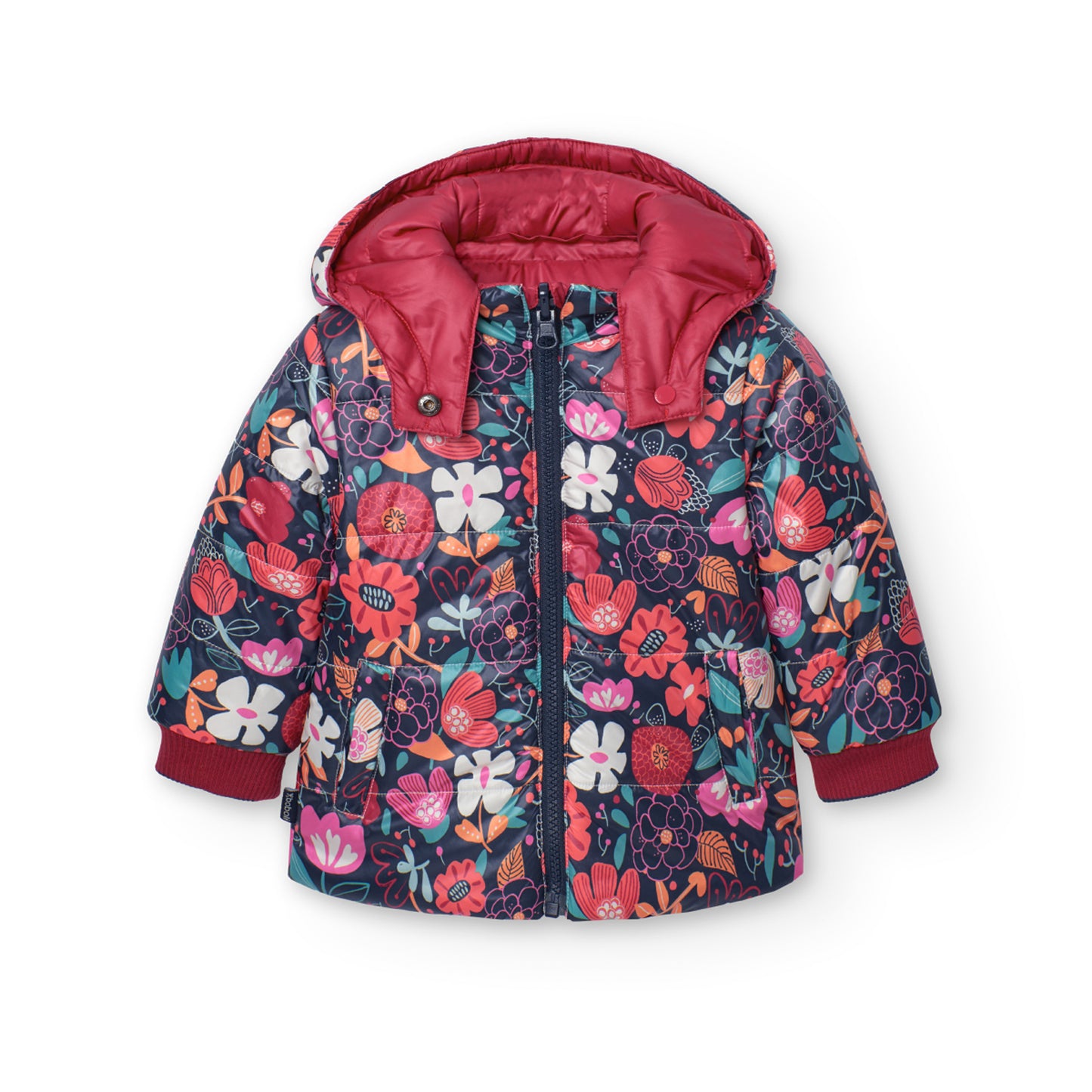 Chamarra floral reversible con capucha para mini niña