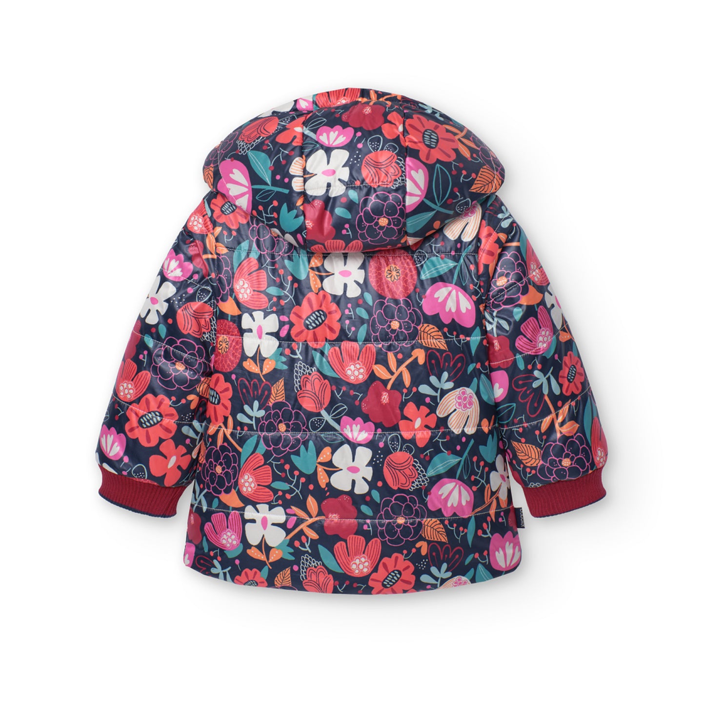 Chamarra floral reversible con capucha para mini niña