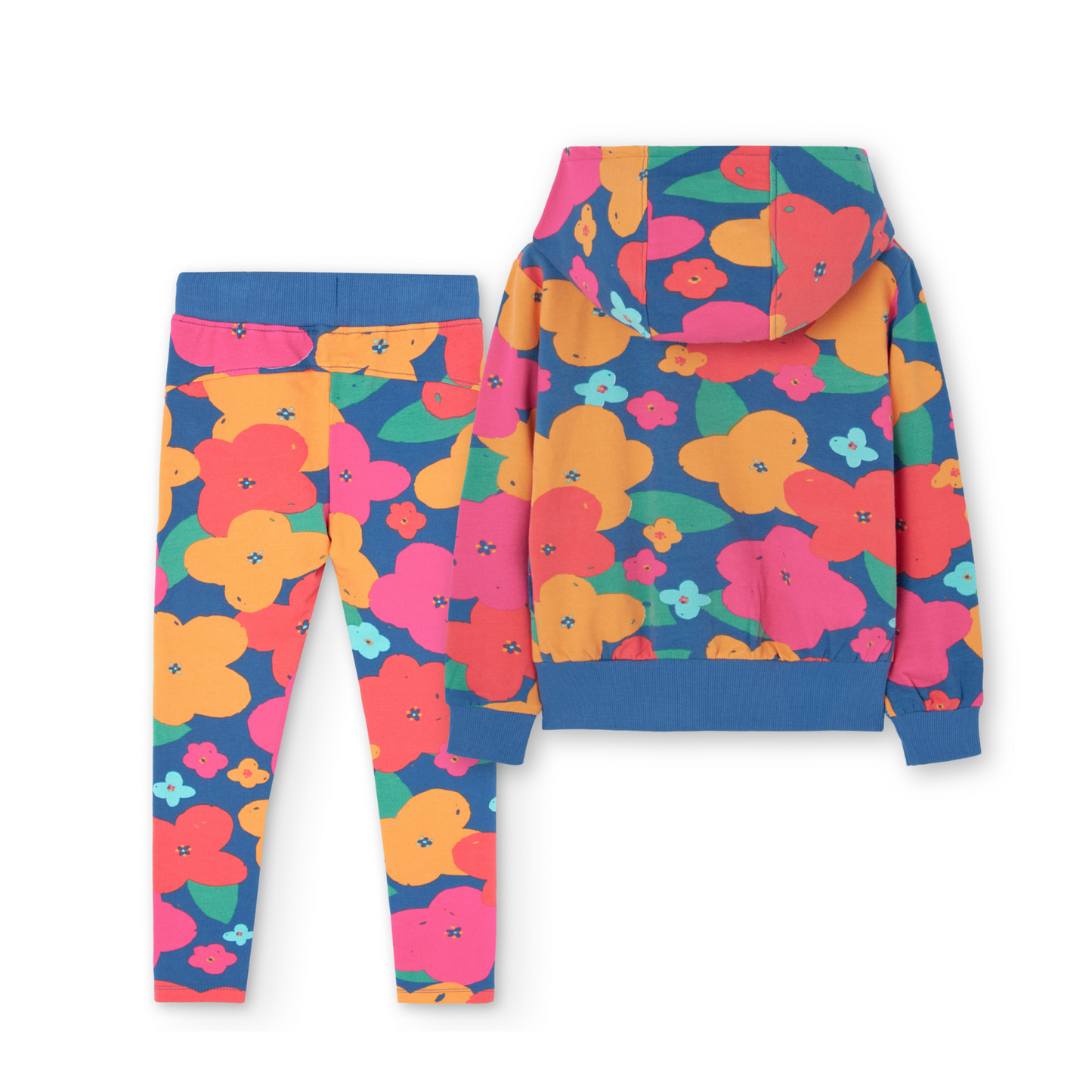 Conjunto floral de sudadera con pantalón de felpa para mini niña y niña jr