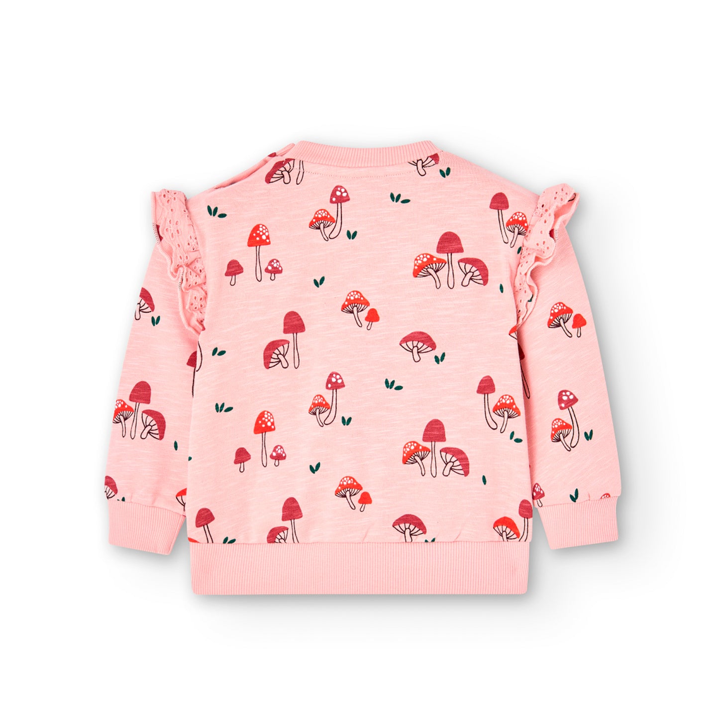 Sudadera felpa rosa estampada hongos mini niña