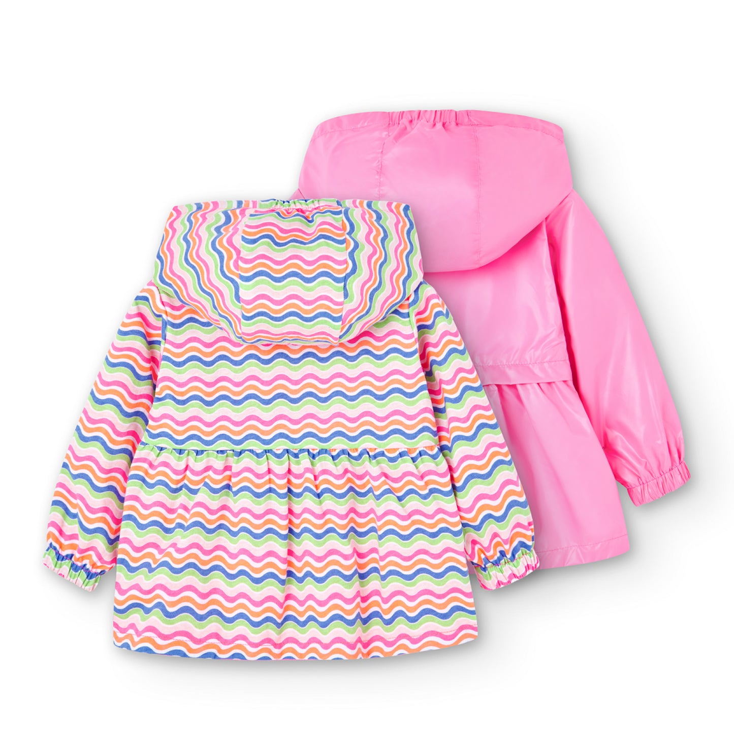 Chamarra impermeable reversible rosa mini niña