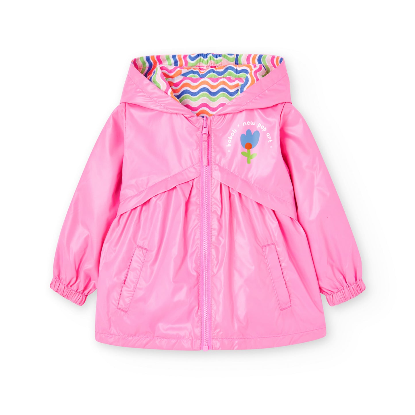 Chamarra impermeable reversible rosa mini niña