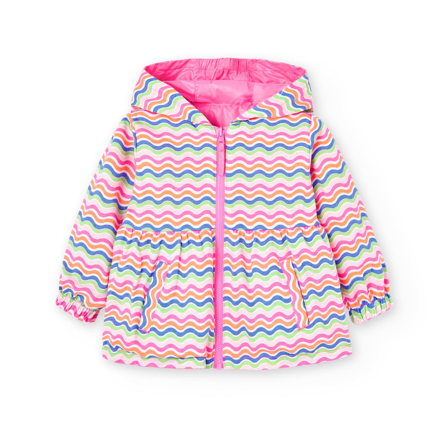 Chamarra impermeable reversible rosa mini niña