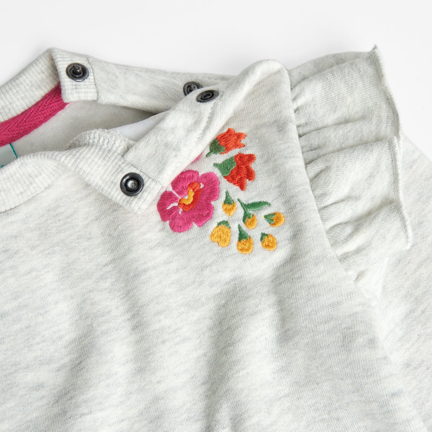 Sudadera felpa crudo con flores mini niña