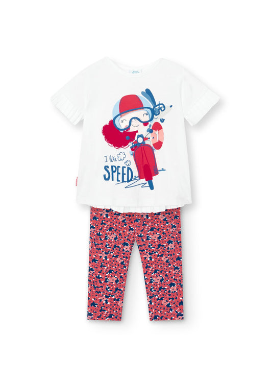 Conjunto blusa con leggings estampado mini niña