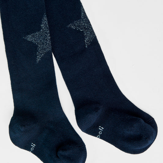 Mallas azul marino con estrellas mini niña