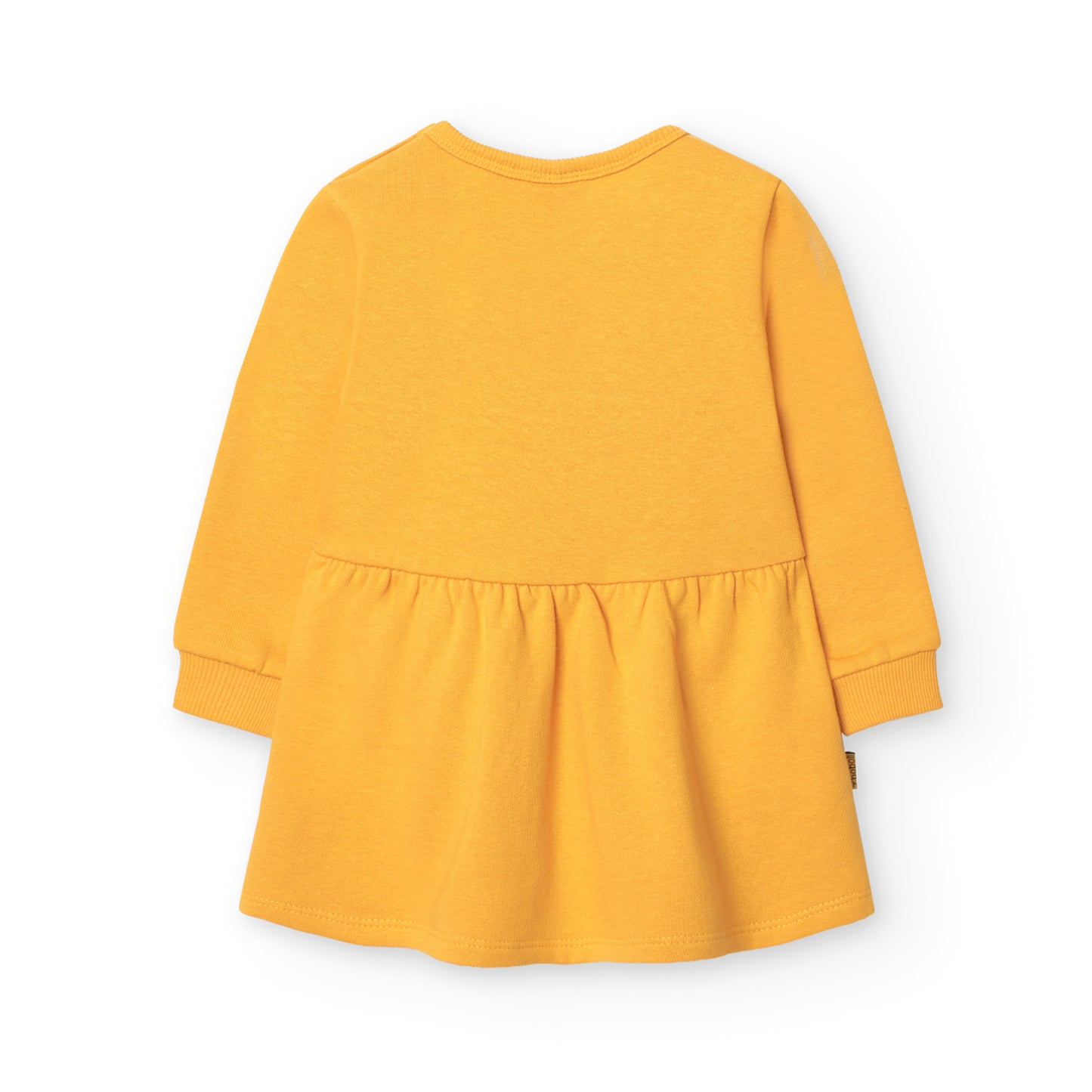 Vestido de felpa amarillo mostaza con mallas para mini niña