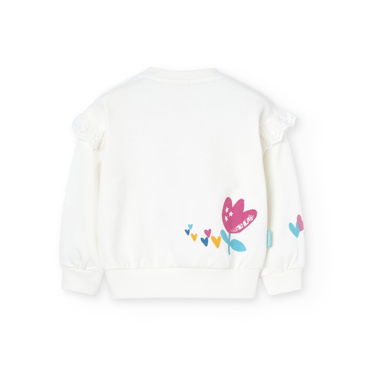 Sudadera de felpa blanca con flores para mini niña