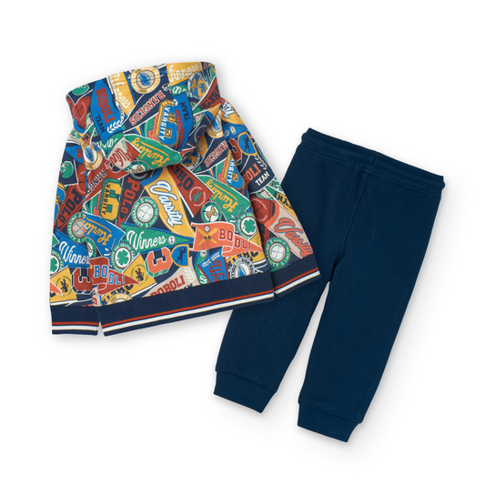 Conjunto de pants estampado banderas para mini niño (2 piezas)