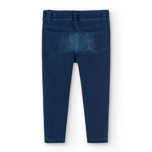 Pantalón felpa denim stretch azul marino mini niña