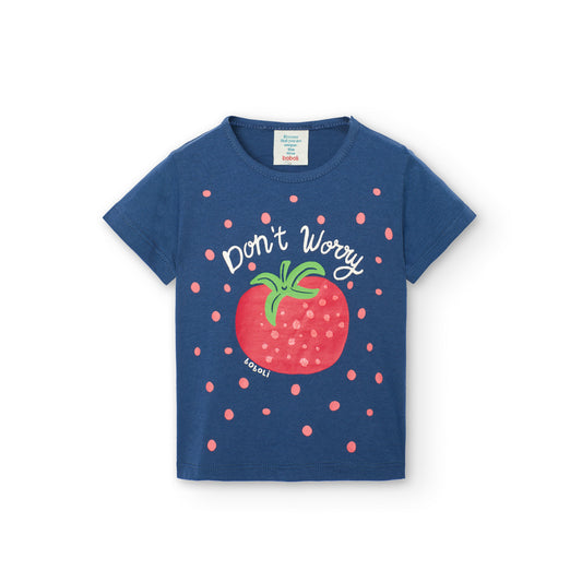 Camiseta punto básica fresa mini niña