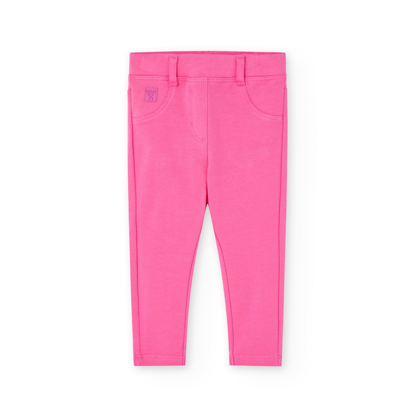 Pantalón felpa stretch rosa bugambilia mini niña