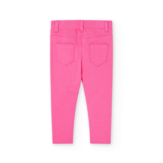 Pantalón felpa stretch rosa bugambilia mini niña