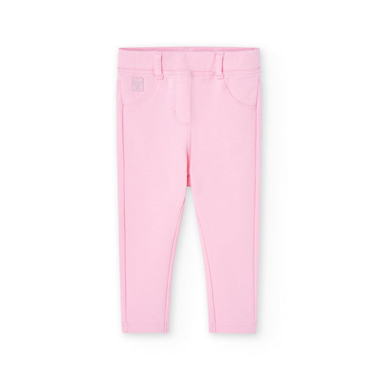 Pantalón felpa stretch rosa begonia mini niña