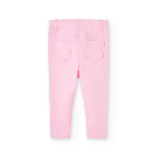 Pantalón felpa stretch rosa begonia mini niña