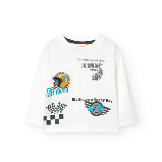 Playera blanca estampada para mini niño