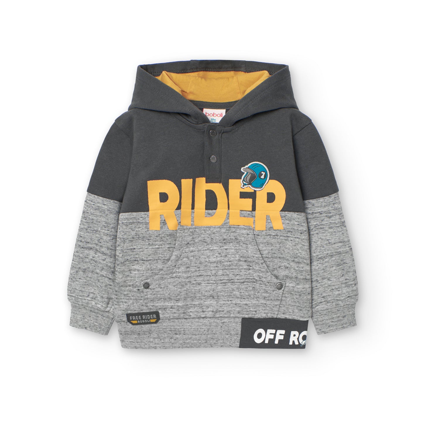 Sudadera gris afelpada RIDER para mini niño