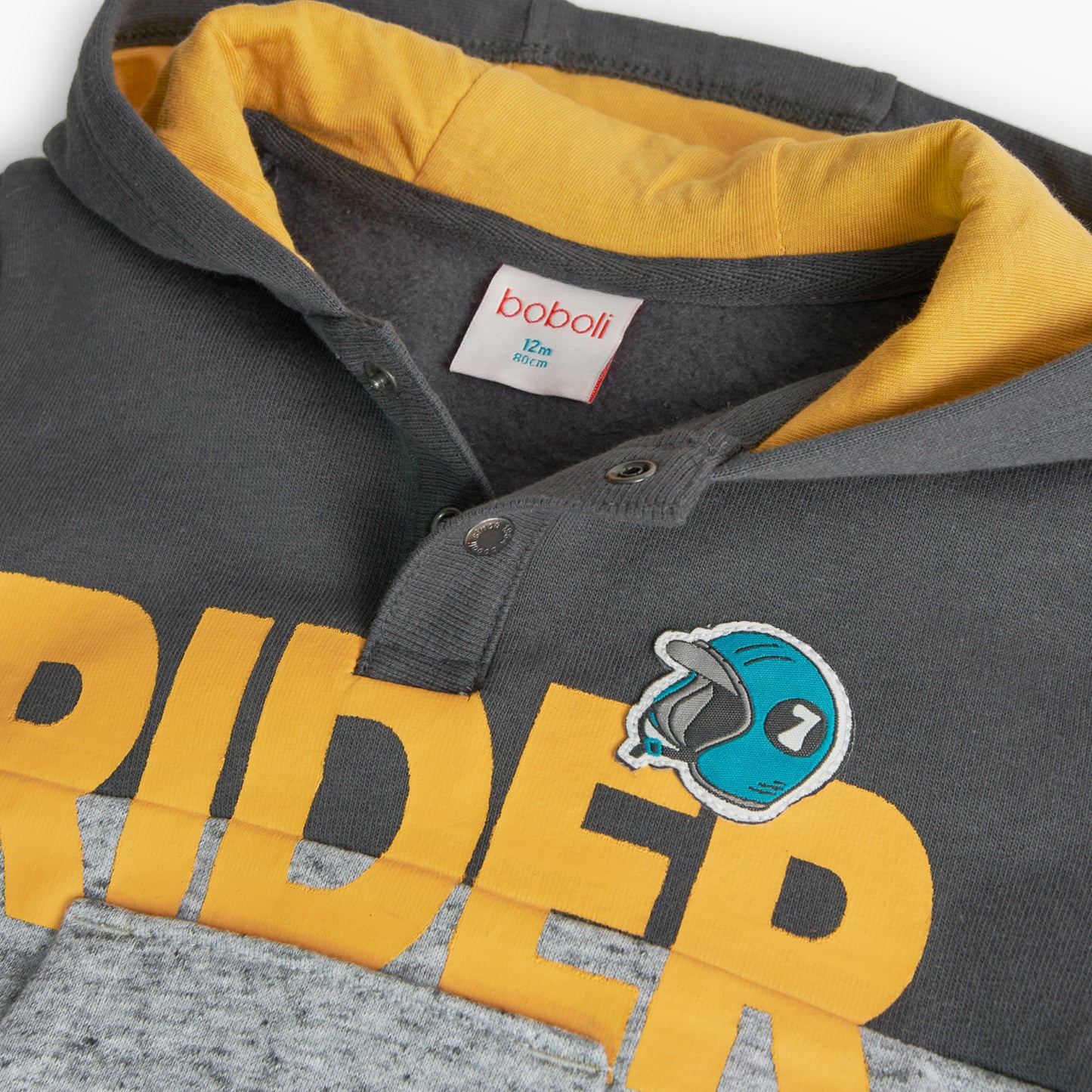 Sudadera gris afelpada RIDER para mini niño