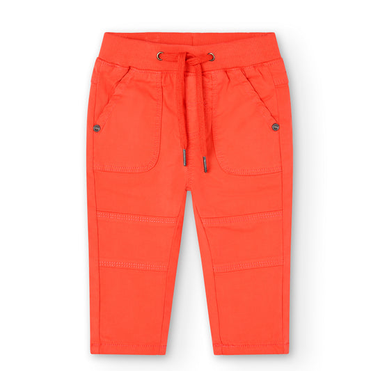 Pantalón gabardina rojo coral mini niño