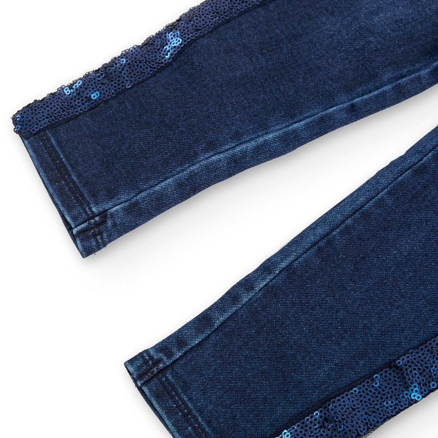 Pantalón azul denim stretch lentejuelas niña jr