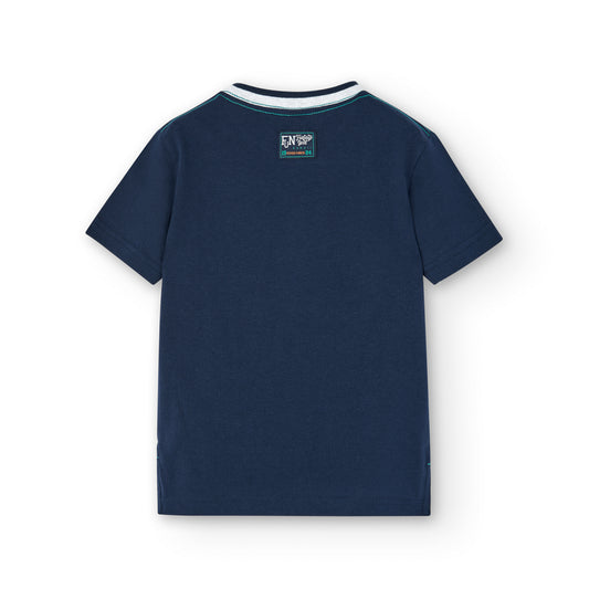 Playera azul marino estampada niño jr