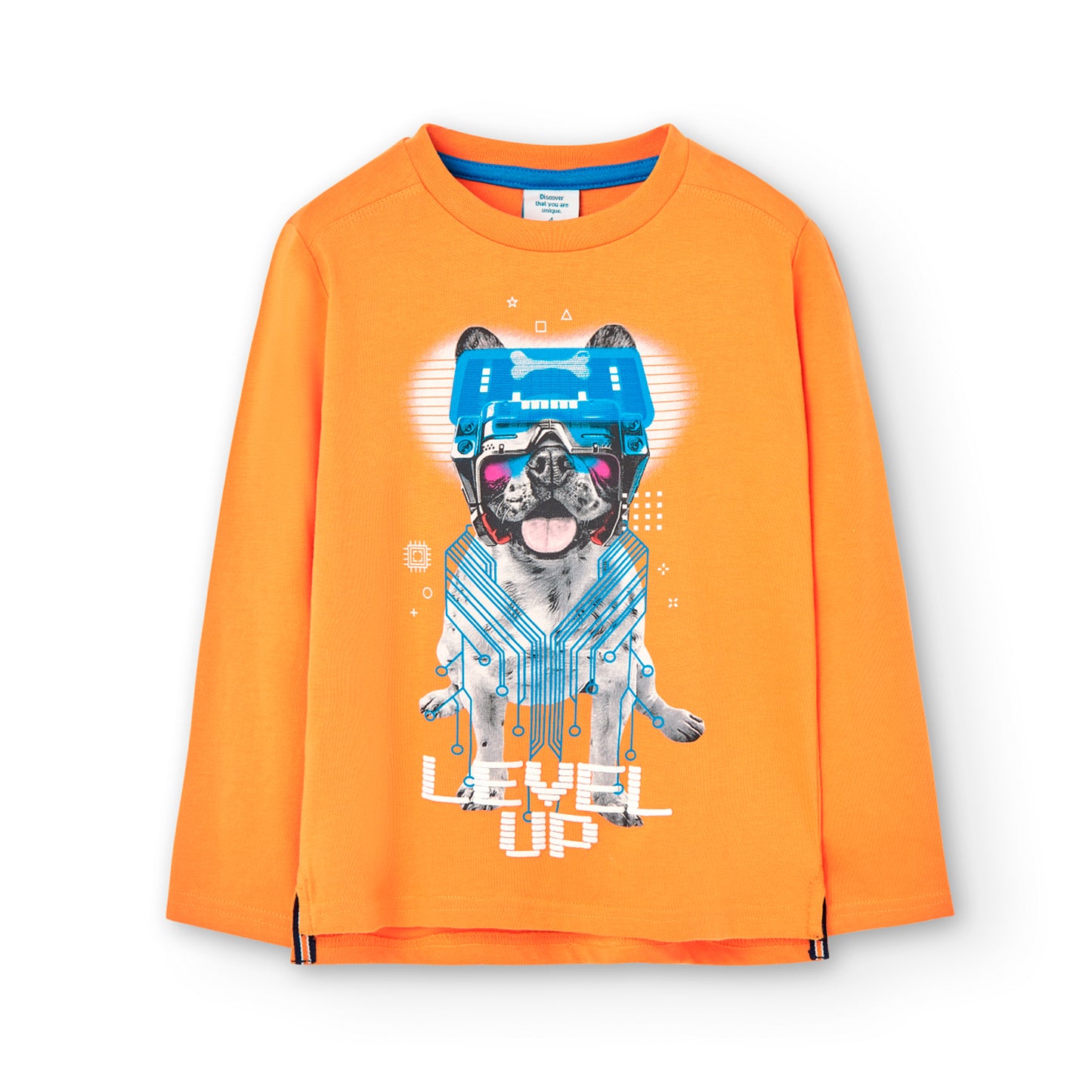 Playera naranja estampado perro niño jr