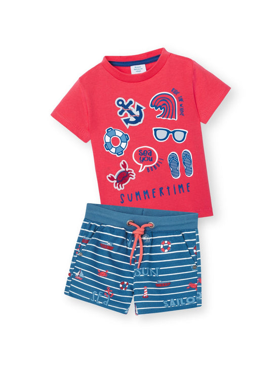 Conjunto playera con short naútico mini niño