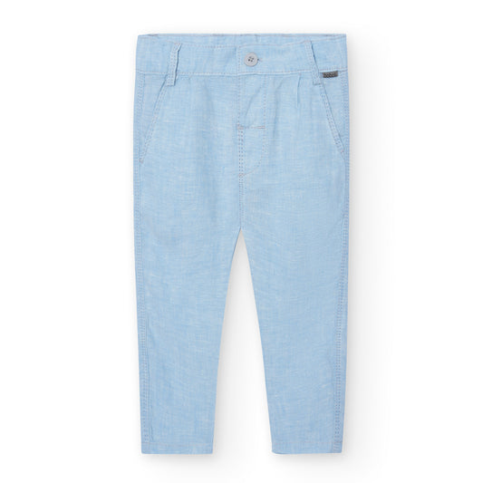 Pantalón de lino azul cielo mini niño