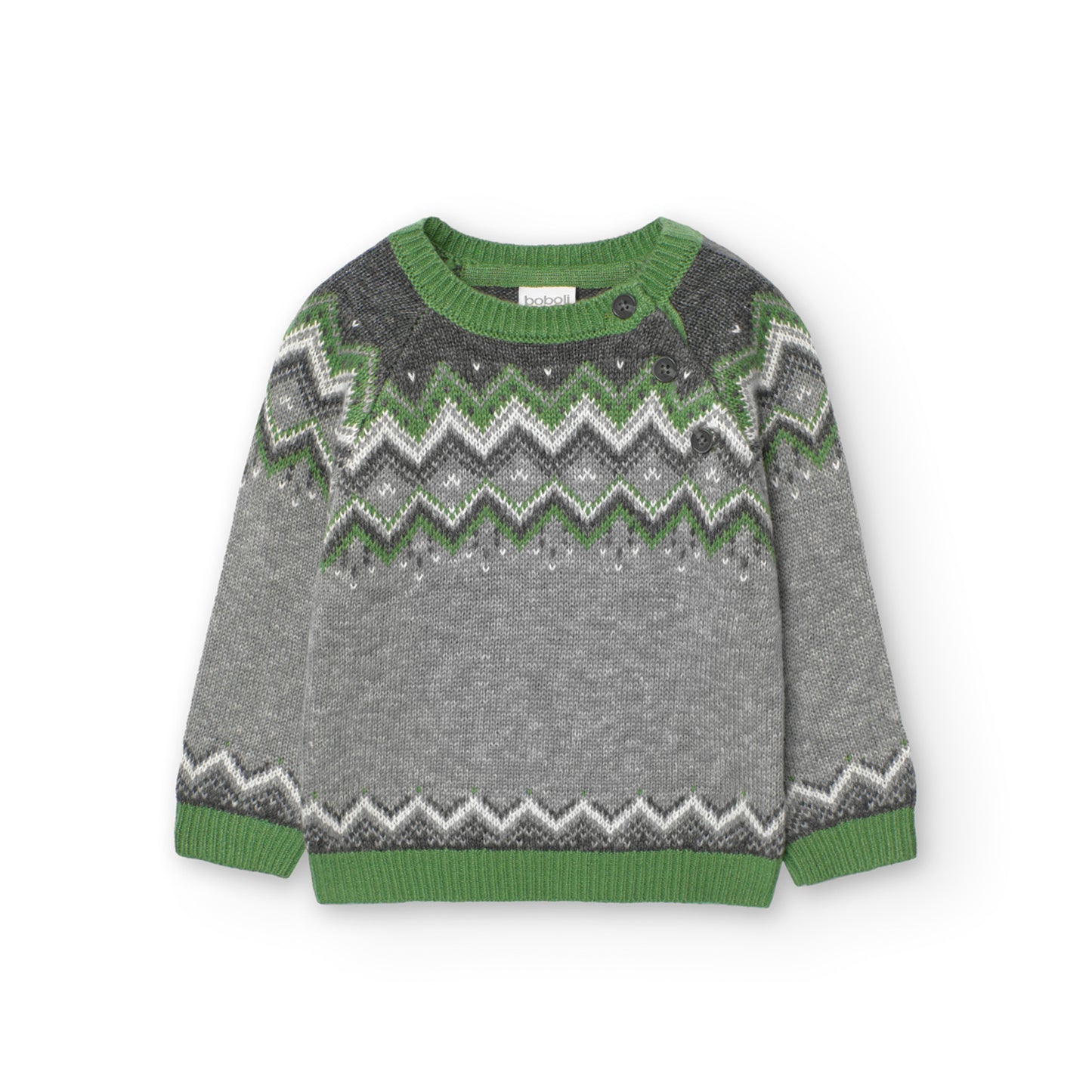 Suéter jacquard gris para mini niño