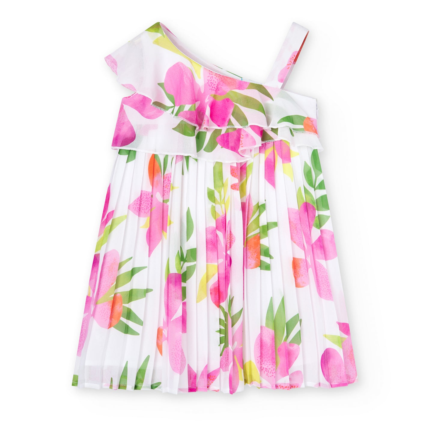 Vestido gasa plisado floral niña jr