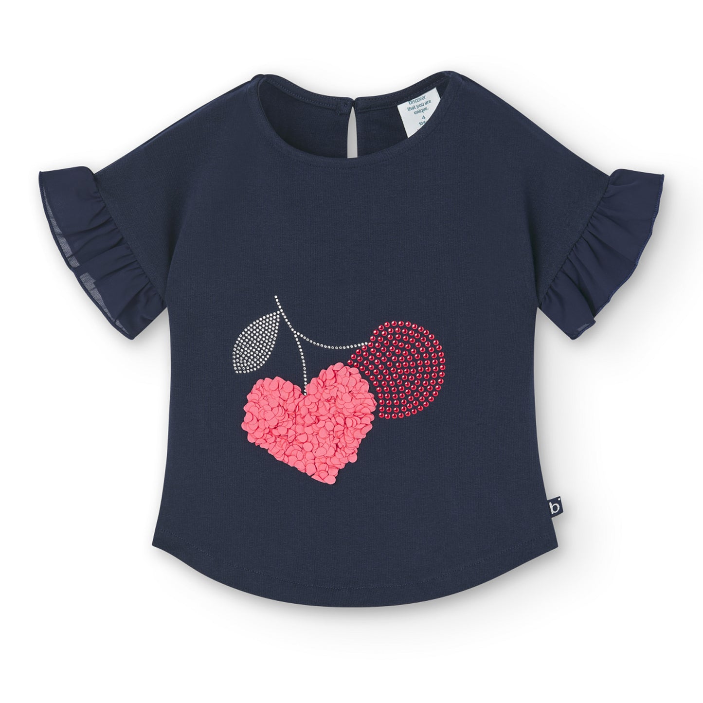 Blusa azul stretch cereza niña jr