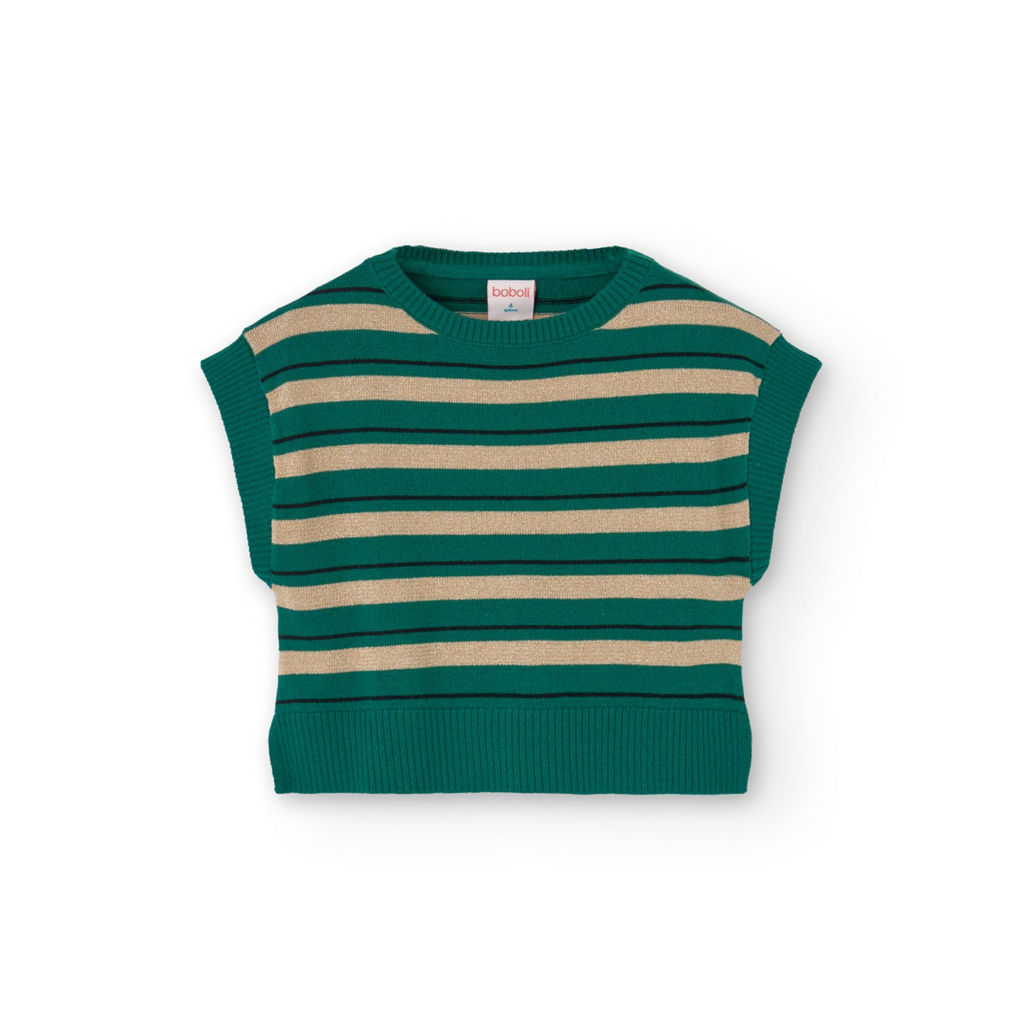 Chaleco tricot verde rayas para niña jr